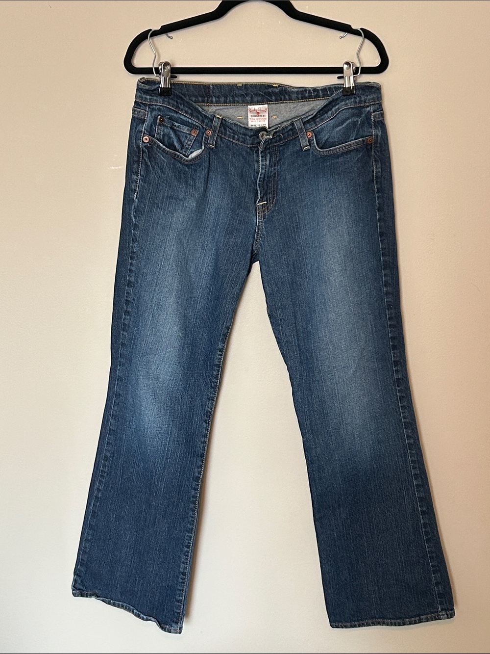 Lucky Brand Women's Dark Blue Bootcut Dungaree Jeans